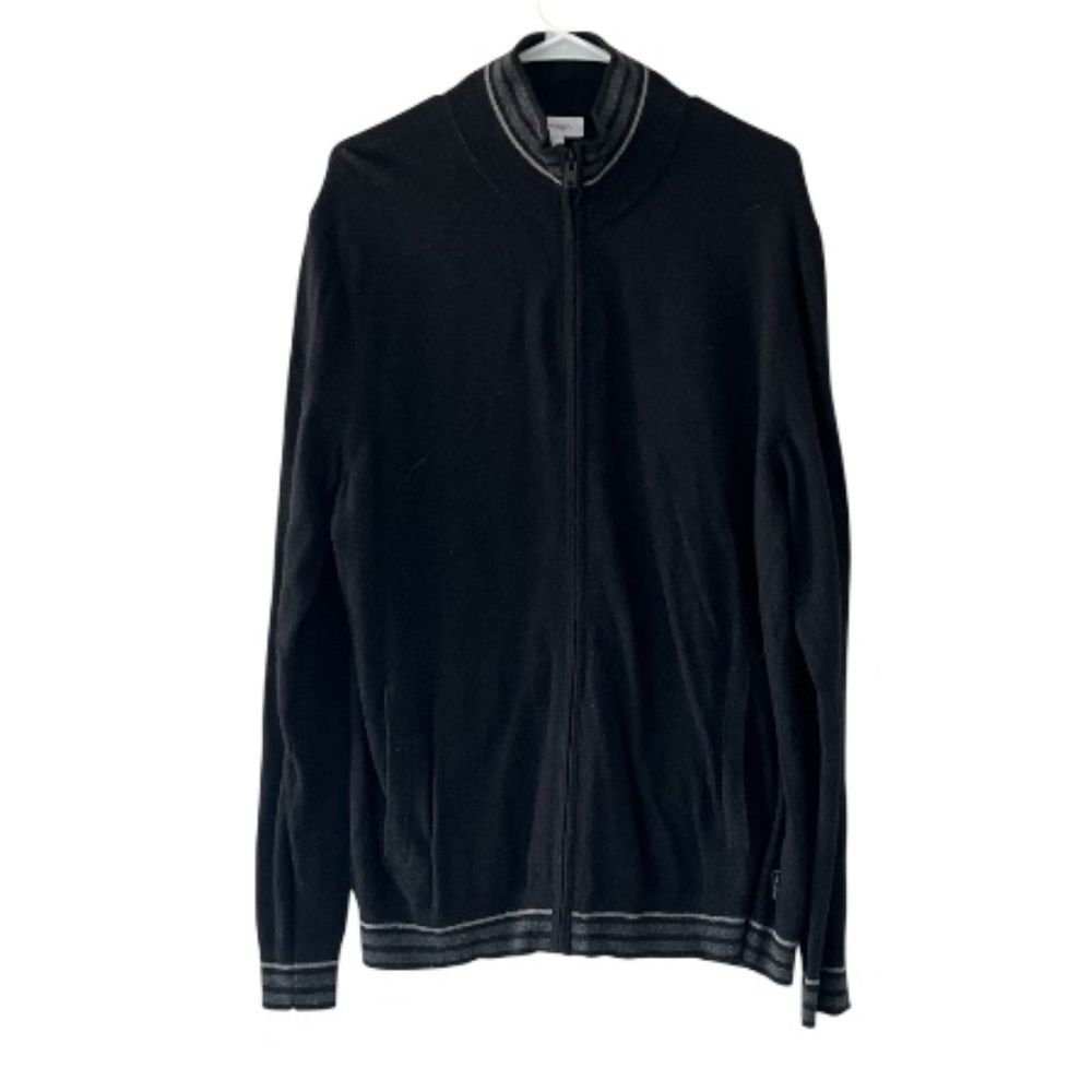 Calvin Klein Men's Black Zip-Up Sweater size XL